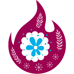 Foto einer stilisierten blüte von einer flamme umschlossen